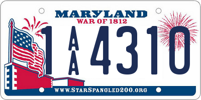 MD license plate 1AA4310