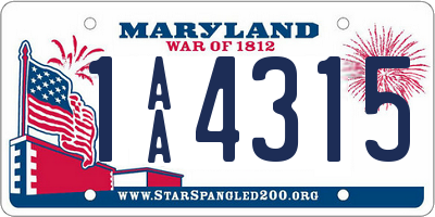 MD license plate 1AA4315