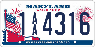 MD license plate 1AA4316