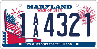 MD license plate 1AA4321