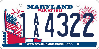 MD license plate 1AA4322