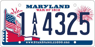 MD license plate 1AA4325