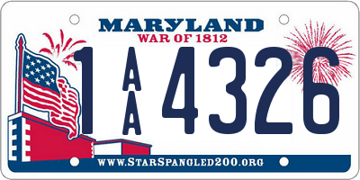 MD license plate 1AA4326