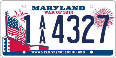 MD license plate 1AA4327