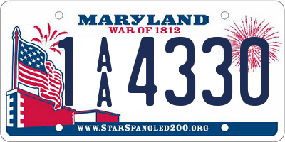 MD license plate 1AA4330