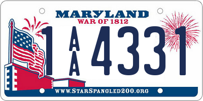 MD license plate 1AA4331