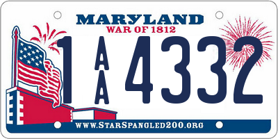 MD license plate 1AA4332