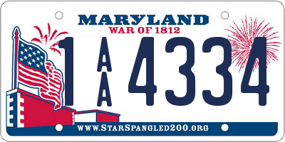 MD license plate 1AA4334