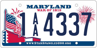 MD license plate 1AA4337