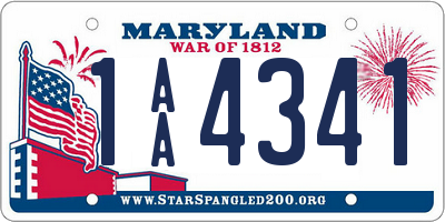 MD license plate 1AA4341