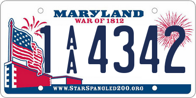 MD license plate 1AA4342