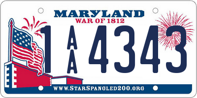 MD license plate 1AA4343