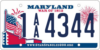 MD license plate 1AA4344