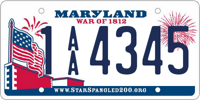 MD license plate 1AA4345