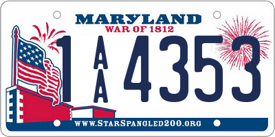 MD license plate 1AA4353