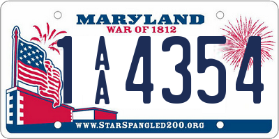 MD license plate 1AA4354