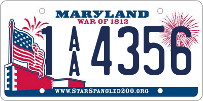 MD license plate 1AA4356