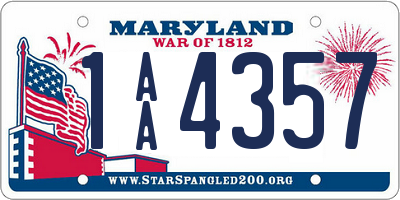 MD license plate 1AA4357