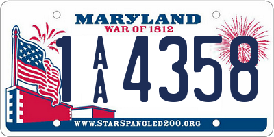 MD license plate 1AA4358