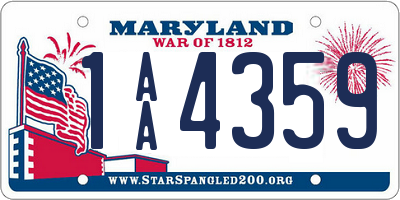 MD license plate 1AA4359