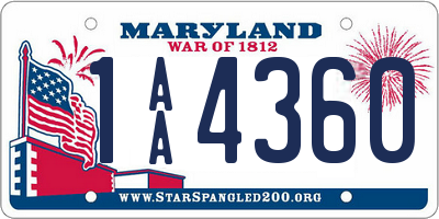 MD license plate 1AA4360