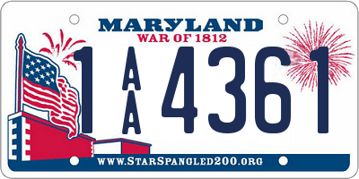 MD license plate 1AA4361