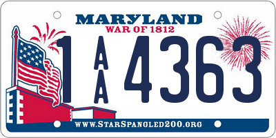 MD license plate 1AA4363