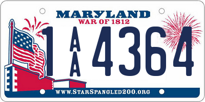 MD license plate 1AA4364