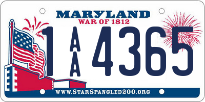 MD license plate 1AA4365