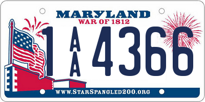 MD license plate 1AA4366