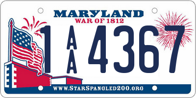 MD license plate 1AA4367