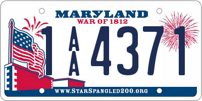 MD license plate 1AA4371