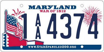 MD license plate 1AA4374