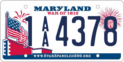 MD license plate 1AA4378