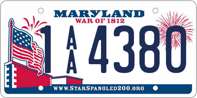 MD license plate 1AA4380