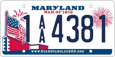 MD license plate 1AA4381