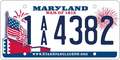 MD license plate 1AA4382