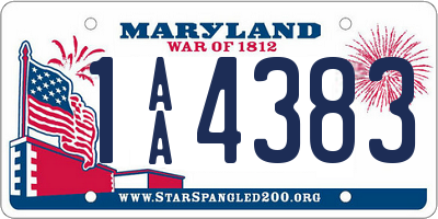 MD license plate 1AA4383