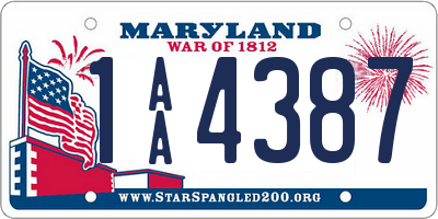 MD license plate 1AA4387