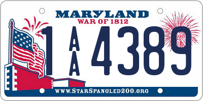 MD license plate 1AA4389