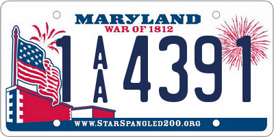 MD license plate 1AA4391