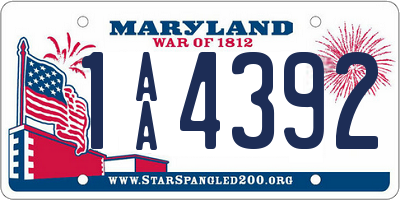 MD license plate 1AA4392