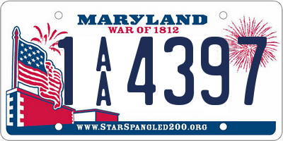 MD license plate 1AA4397