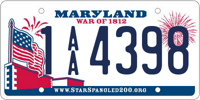 MD license plate 1AA4398