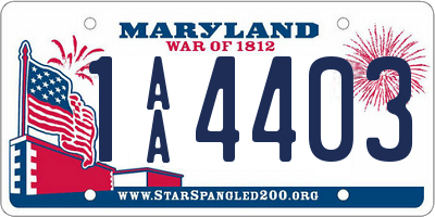 MD license plate 1AA4403