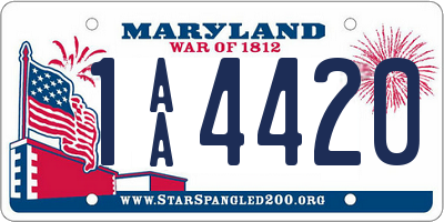 MD license plate 1AA4420