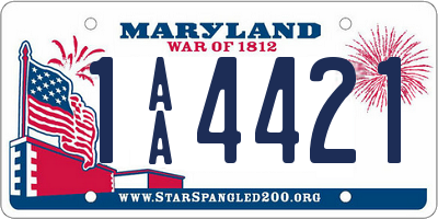 MD license plate 1AA4421