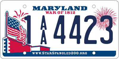 MD license plate 1AA4423