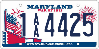 MD license plate 1AA4425