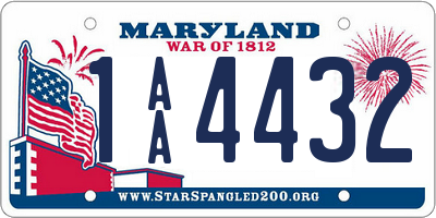 MD license plate 1AA4432